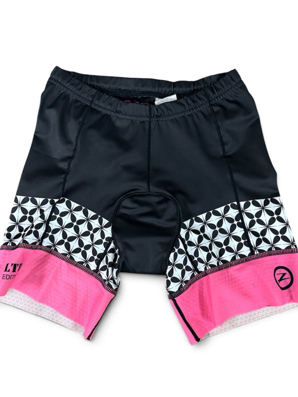 ZOOT SPORTS WOMENS LTD 6” TRIATHLON COMPRESSION SHORT GEOMETRIC PRINT PADDED SM